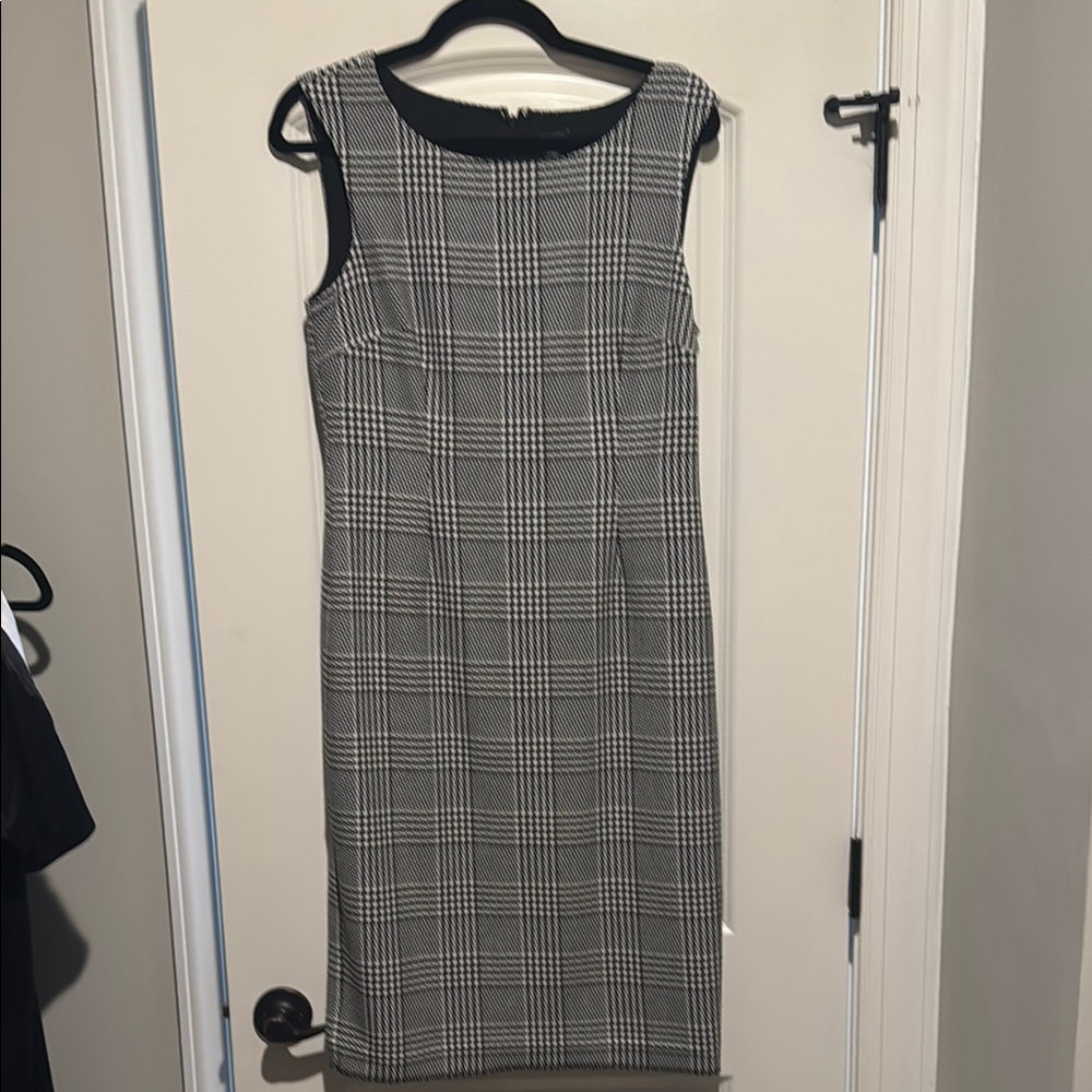 Elegant Black and White Plaid Dress